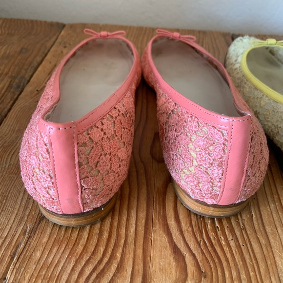 2 Pairs Banana Republic Pastel Pink and Yellow Lace Top Ballet Flats - sz 8.5 - Picture 6 of 14